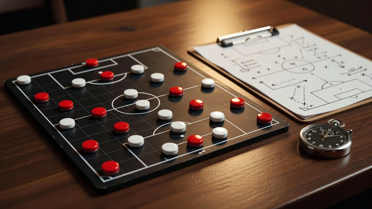 Mıknatıslı diziliş işaretleriyle futbol taktik tahtası